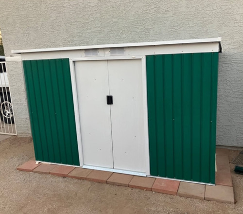 Metal storage shed - metal, bike