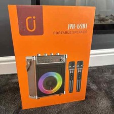 JYX-69BT Portable B-Tooth Karaoke Machine &Speaker -2x Wireless Mics &LED Lights