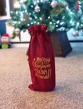 Filthy Animal Wine Bottle Christmas Gift Bag - Xmas, Reusable, Hessian