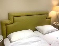 Designers Guild Padded Headboard in Lime Green with braiding - handmade 