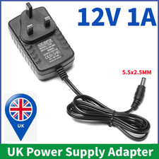 Power Supply Adapter 100-240V AC to DC 12Volt Power Supply 5.5mm x 2.5MM UK Plug
