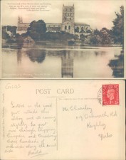 Tewkesbury Abbey South Side Gloucestershire England Studio 1934 postmark River