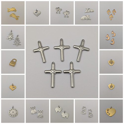 Stainless steel charms gold - steel, charms,