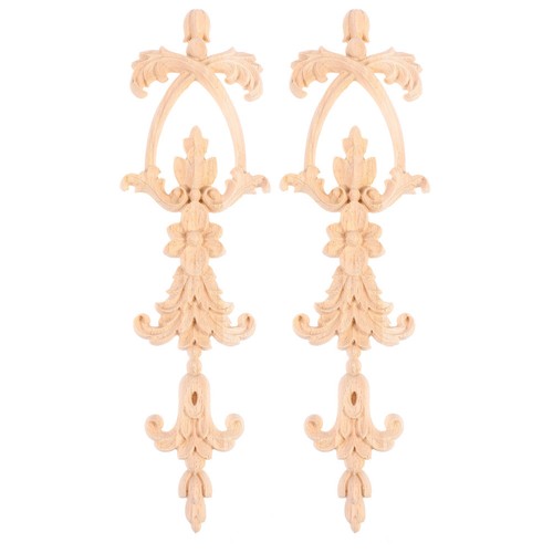 2pcs carved wood applique - 2pcs,