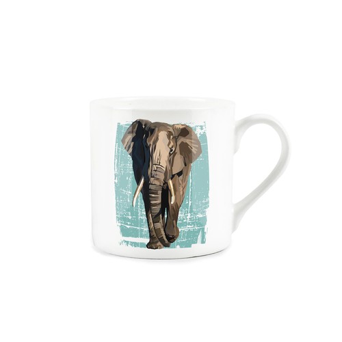 Grey elephant mug bone china - bone,