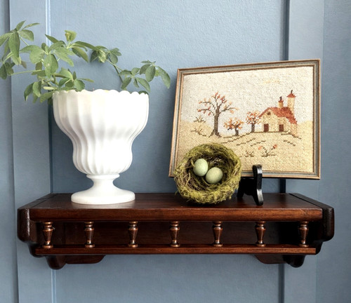 Vintage wood wall shelf - shelf, 17"