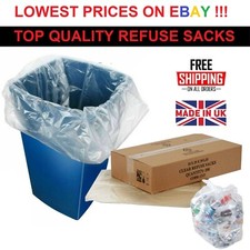 100 X Clear Refuse Sacks 140G/200G Large Bin Liners Rubbish Waste Recycling Bags