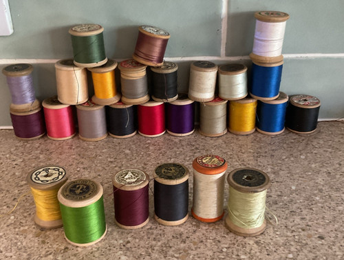 Vintage wooden cotton reels - vintage,