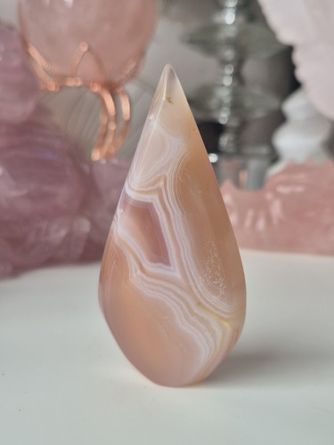 Pink jelly agate teardrop - jelly,