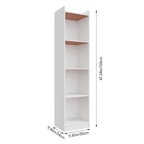 White wooden bookcase tall - white,