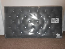 Faux Dark Grey Leather Headboard with Diamond Cut Buttons.