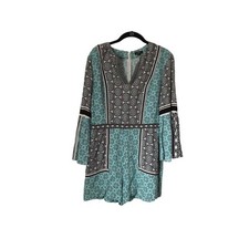 Ann Taylor Loft Romper Shorts Size Small Bell Sleeve Geometric Circle V-Neck