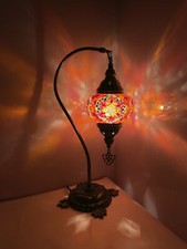 Turkish Red Colour Moroccan Mosaic Handmade Glass Desk Table Lamp