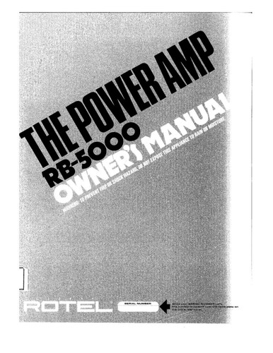 Rotel 5000 amplifier - rb-5000, owners