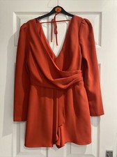 Never Worn River Island Burnt Orange Long Sleeve Wrap Playsuit Size 8