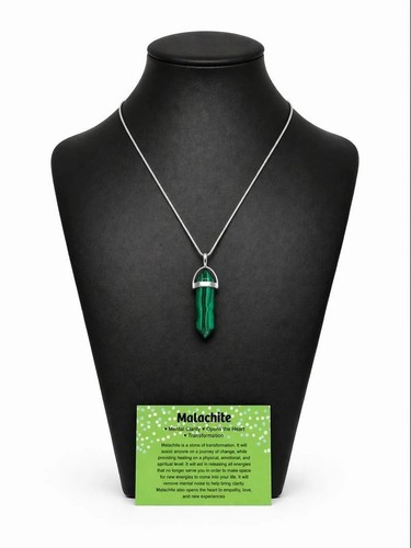 Malachite necklace gemstone - malachite,