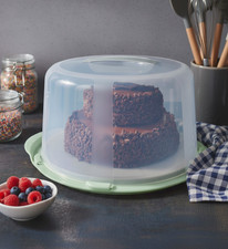 Large Plastic Cake Dome Food Container Carrier with Handle 30cm Deep Round