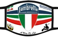 Face Mask Covering Lambretta Moped Oil Can + PM2.5 Active Carbon Filter