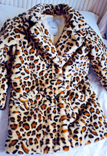 TU Girls faux fur leopard coat