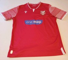 Scarborough Athletic Red  Home Short Sleeve Football Shirt by Macron Size Small 