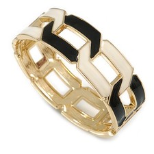 Black/ Cream Enamel Link Oval