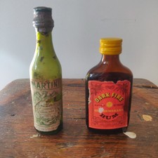 Vintage pair of miniature alcohol bottles martini and dark fire rum rare!!