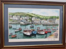 Mevagissey Harbour, Mevagissey Painting/Print. Signed.  Kevin Platt? 505 x 365mm