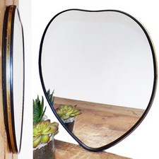 Heart Shaped Wall Mirror Vintage Retro Unusual Black Gold Small Metal 39cm Used