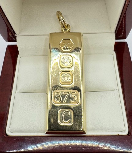 9ct gold ingot pendant dated - gold,