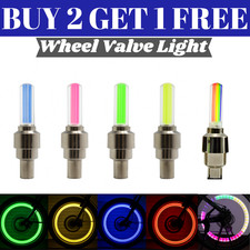 UK Stock 2PC VALVE DUST CAP TYRE COLOUR SAFETY LED NEON CAR BIKE WHEEL LIGHTS