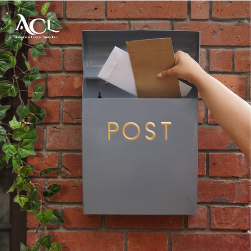 Post box grey wall mounted - box,