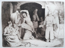 1895 WILLIAM STRANG ETCHING. THE SCOURGING OF FAITHFUL (Pilgrim's Progress)