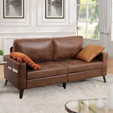 2m Wide Faux Leather 3 Seater