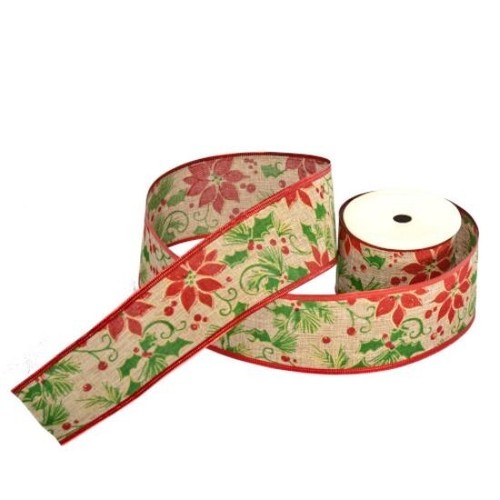 63mm christmas burlap wired - burlap,