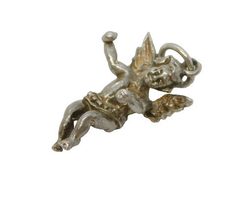 Sterling silver cherub charm - sterling,