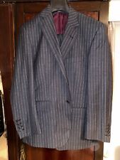 Mens 2 Piece Suit Jeff Banks Grey Pin Stripe 100% Wool