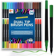 36 Dual Tip Brush Pens Drawing