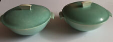 Poole Pottery Green Serving Dish Set - Matching Pair Bowls & Lids