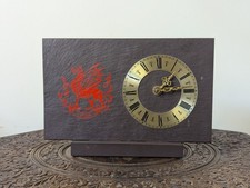 Genuine Welsh Slate Wall Clock With Welsh Dragon Design, Silent Non-Ticking