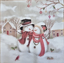 4 x Single Paper Napkins Decoupage Craft Table Christmas Winter Snowman 106
