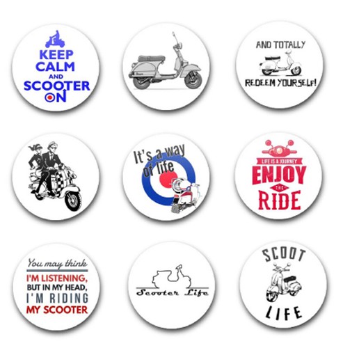 25mm button badges x9 - badges,