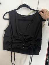 Witchy Vintage Style Blouse Vest Comfy size L With Pull Strings And Lace