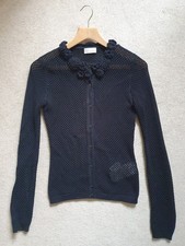 RED VALENTINO Crocheted Cardigan In Black 100% Cotton Ladies Size S