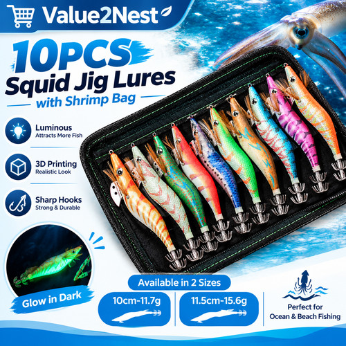 10pc luminous squid jig - luminous,