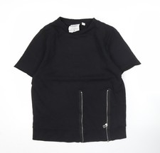 Cheap Monday Womens Black Small Zip Detail T-Shirt Short Sleeve