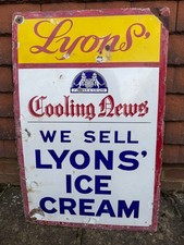 Original Lyons Ice cream Vintage Enamel Sign 'Cooling News'