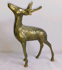 Vintage Brass Deer Buck Stag Reindeer Statue Figure MCM Mid Century Figurine