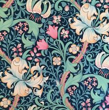 1.3 meters x SANDERSON ARCHIVE "Golden Lily" VELVET fabric Galactic Ink