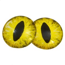 Pair Bright Yellow Cat Glass