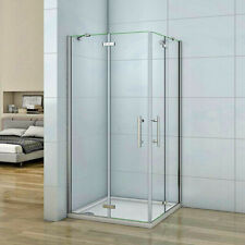 Shower Enclosure And Tray Hinged Pivot Door Frameless Cubicle Glass Corner Entry